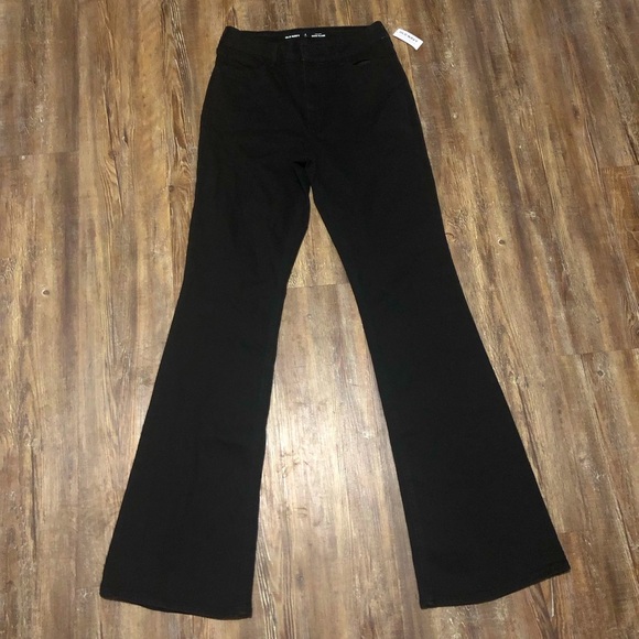 Old Navy Jeans Women's 8 Tall High Rise WOW Flare Stretch Black Denim NWT - Picture 1 of 6